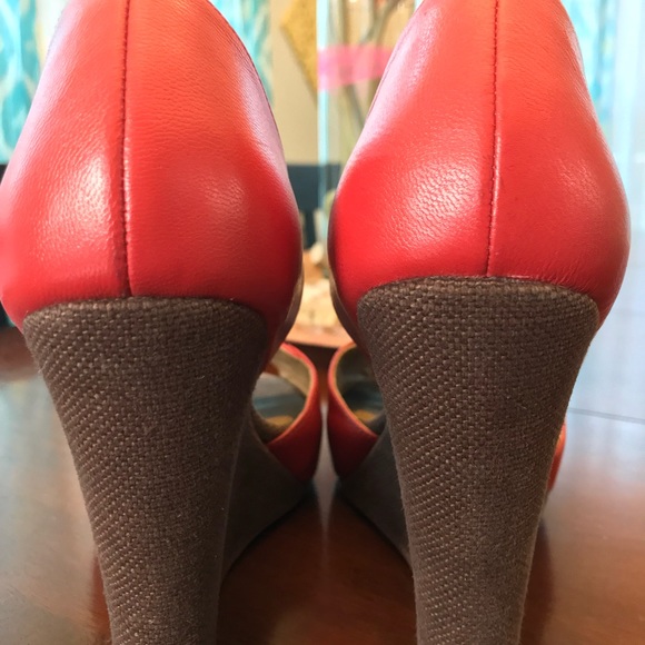 Pink Studio Orange Wedge Sandals - Picture 8 of 11